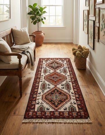 2' 4 x 4' 7 Hand Knotted Heriz Wool Runner Rug