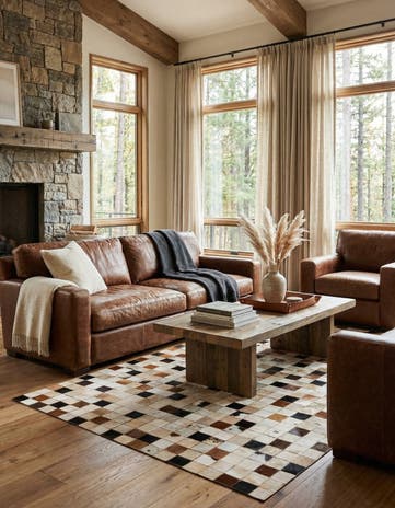 5' 1 x 8' 1 Cowhide Leather Rug