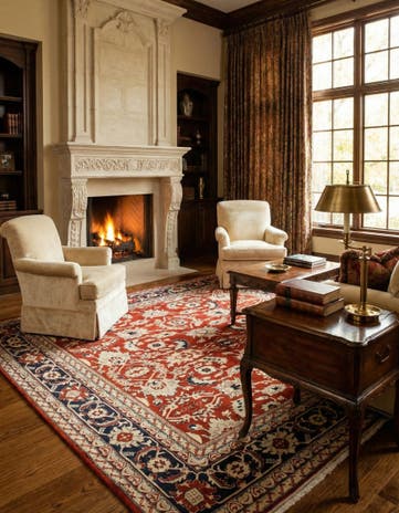 8' 4 x 9' 11 Hand Knotted Indo Tabriz Wool Rug