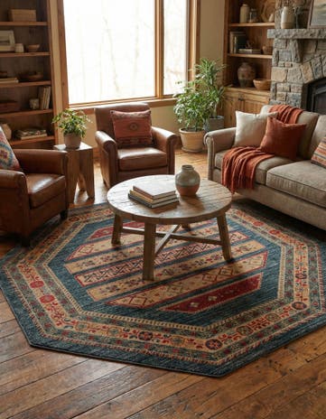 Blue Kashkuli Gabbeh Octagon Rug
