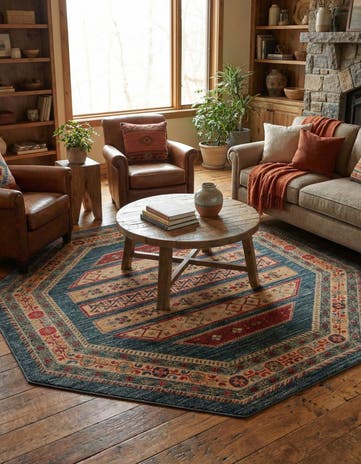 Blue Kashkuli Gabbeh Octagon Rug