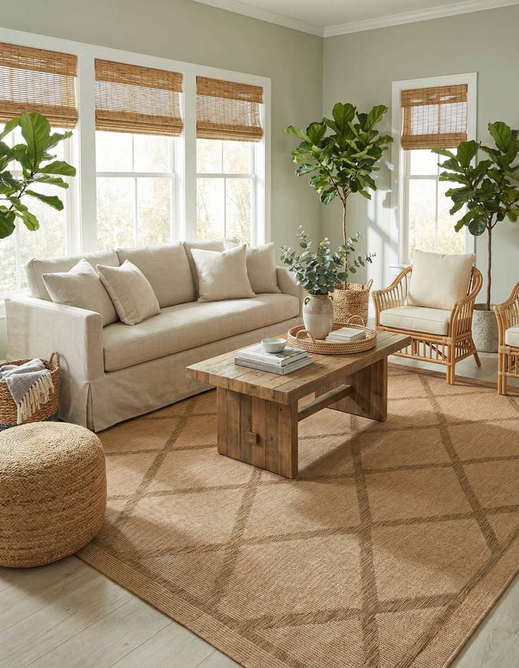 Detail image of 9' x 12' 2  Washable Trellis Indoor / Outdoor Rug