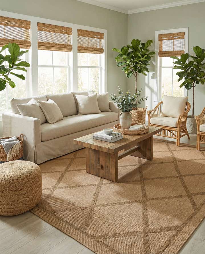 9' x 12' 2 Easy-Clean Lattice Indoor / Outdoor Rug