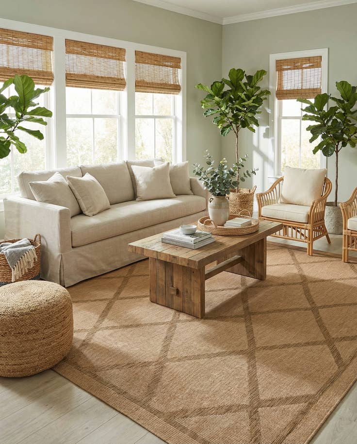 Detail image of 9' x 12' 2 Easy-Clean Lattice Indoor / Outdoor Rug