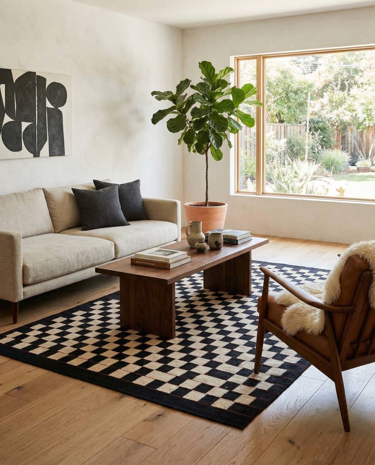 Detail image of 4' 9 x 6' 7 Hand Woven Kilim Modern Wool Rug