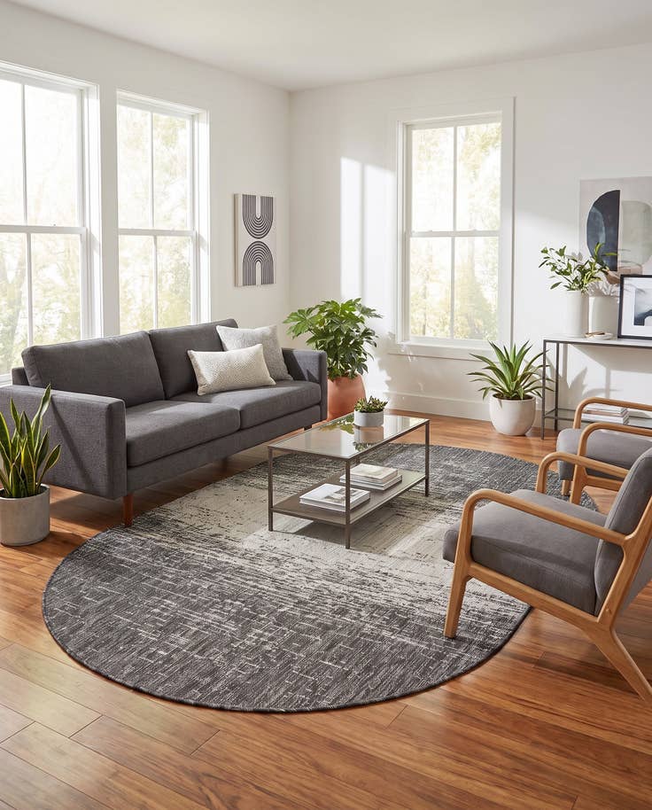 Detail image of 5' 3 x 8' Easy-Clean Modern Indoor / Outdoor Oval Rug