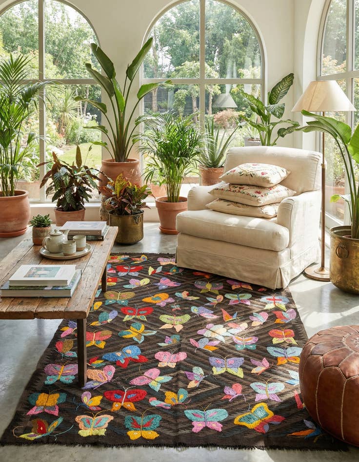 Detail image of 5' x 8' 3  Hand Woven Kilim Suzani Wool Rug