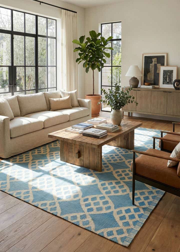 7' 1 x 9' 8 Hand Woven Kilim Modern Wool Rug