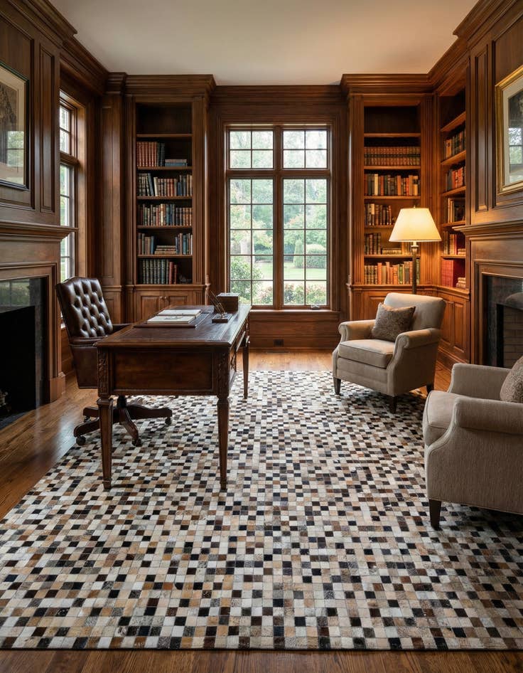 Detail image of  8' 3 x 9' 10 Cowhide Leather Rug