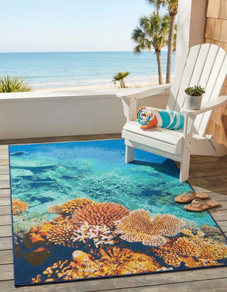 Detail image of  1' 4 x 1' 4  Washable Coastal Indoor / Outdoor Sample Rug