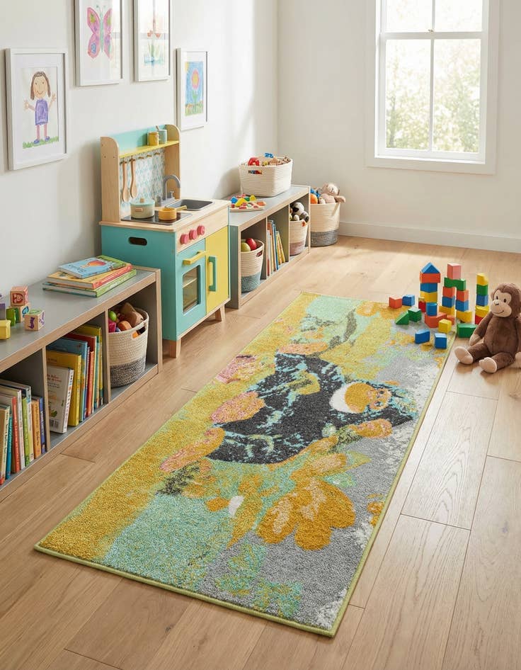 Detail image of 2' 2 x 5' 1 Gorilla Whimsy Kids Runner Rug
