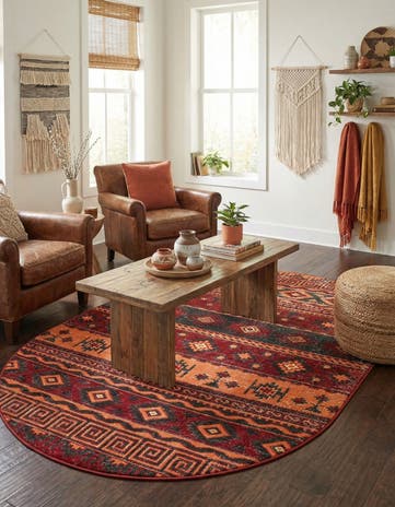 Rust Red Lucerne Oval Rug