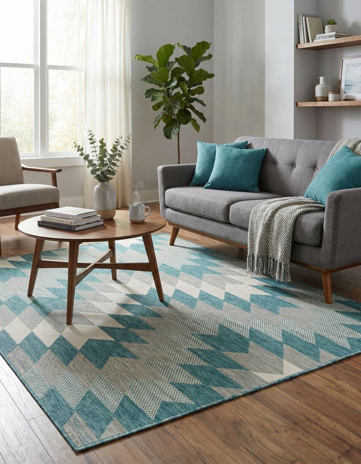 Detail image of 5' 3 x 7'  Washable Modern Indoor / Outdoor Rug