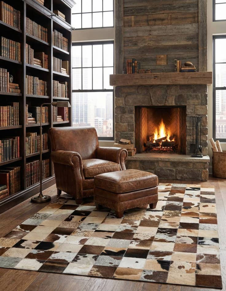 Detail image of  5' x 7' 9 Cowhide Leather Rug