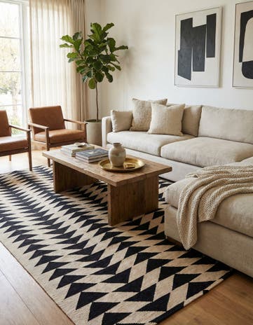 6' 7 x 9' 5 Hand Woven Kilim Modern Wool Rug