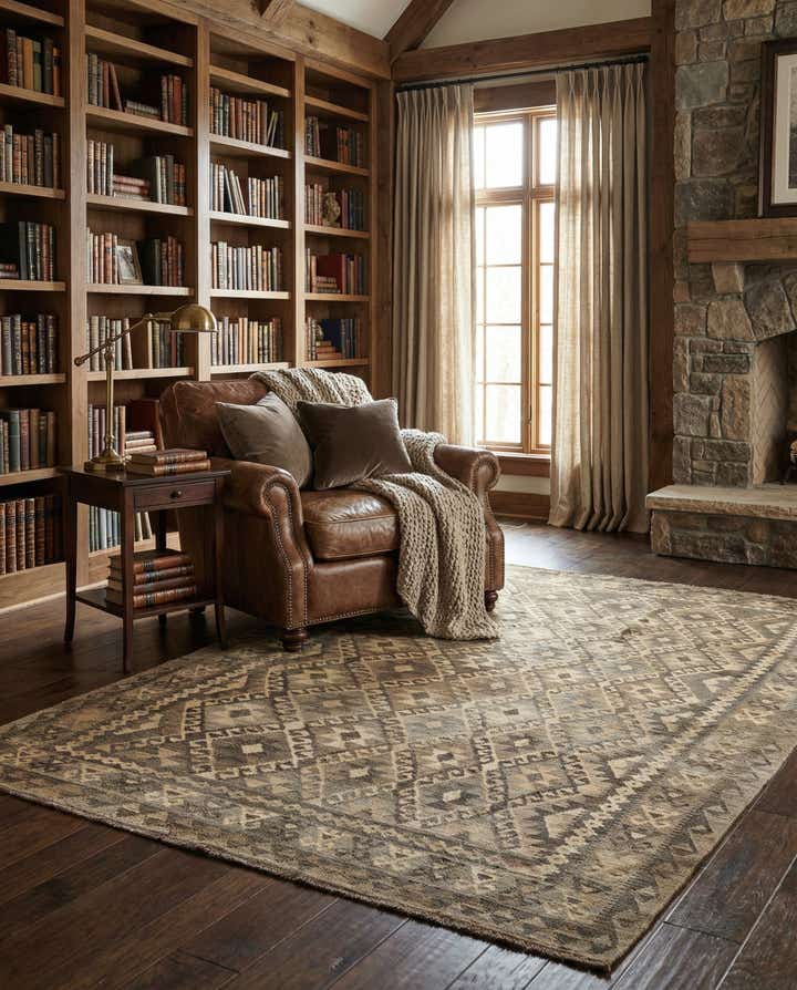 6' 9 x 9' 5 Hand Woven Kilim Maymana Wool Rug