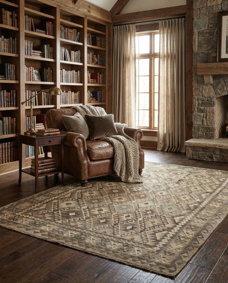 Detail image of 6' 9 x 9' 5 Hand Woven Kilim Maymana Wool Rug