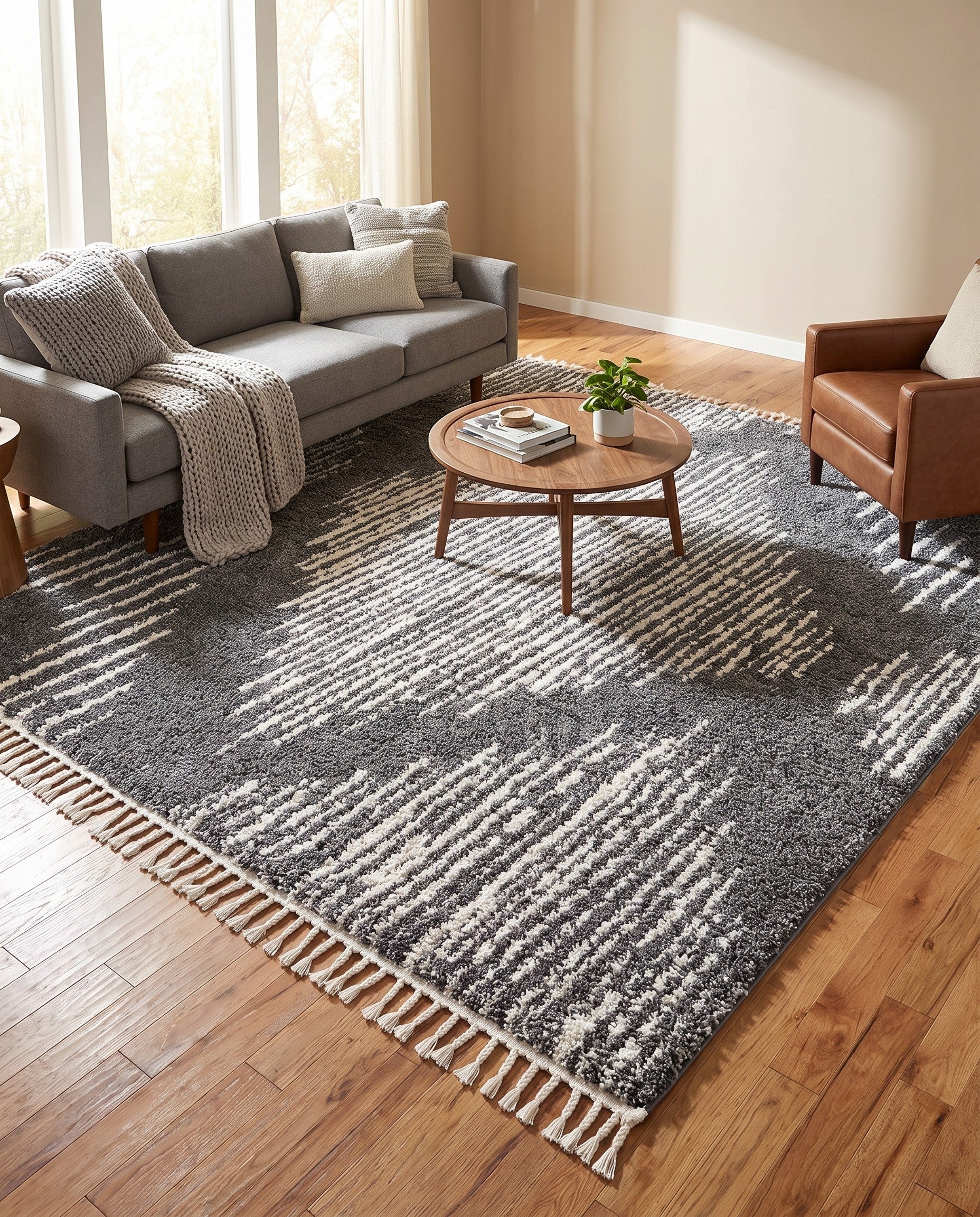 Gray Serenity Shag Square Rug