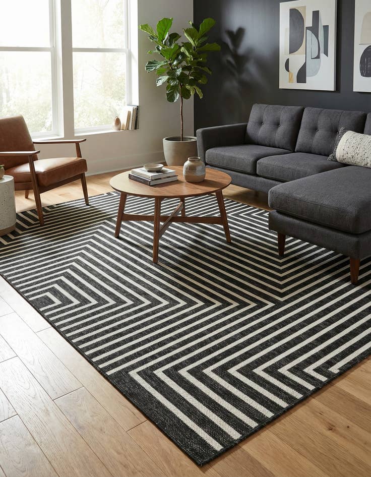 Detail image of  5' 3 x 8'  Washable Modern Indoor / Outdoor Rug