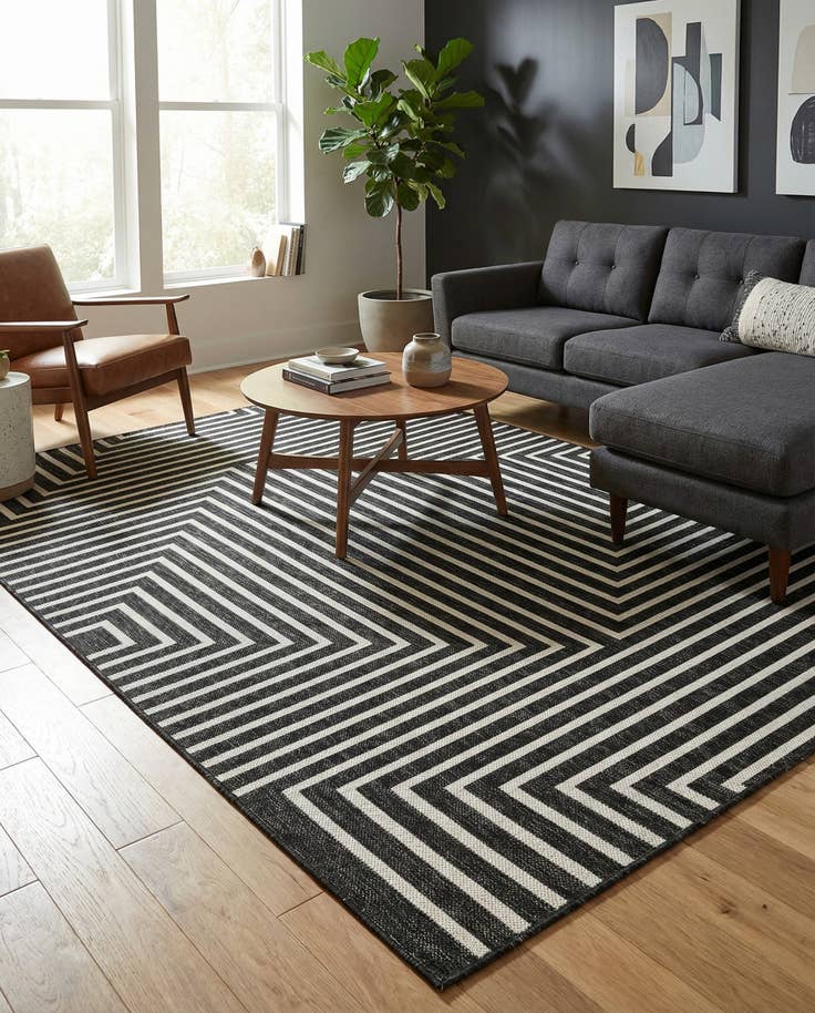Detail image of 5' 3 x 8' Easy-Clean Modern Indoor / Outdoor Rug