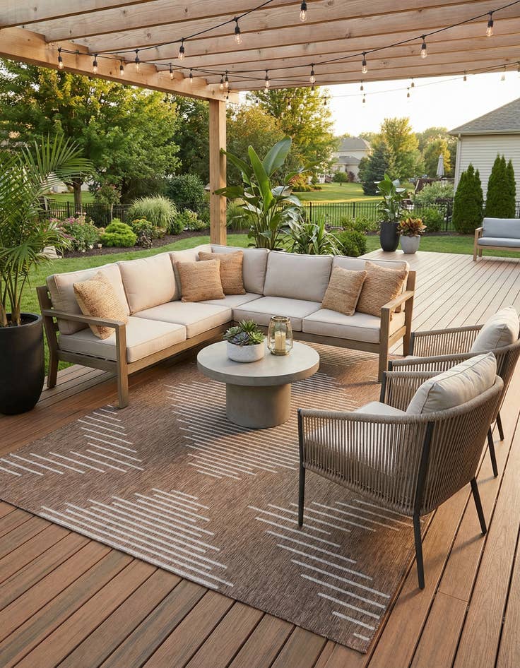 Detail image of 9' x 12'  Washable Modern Indoor / Outdoor Rug