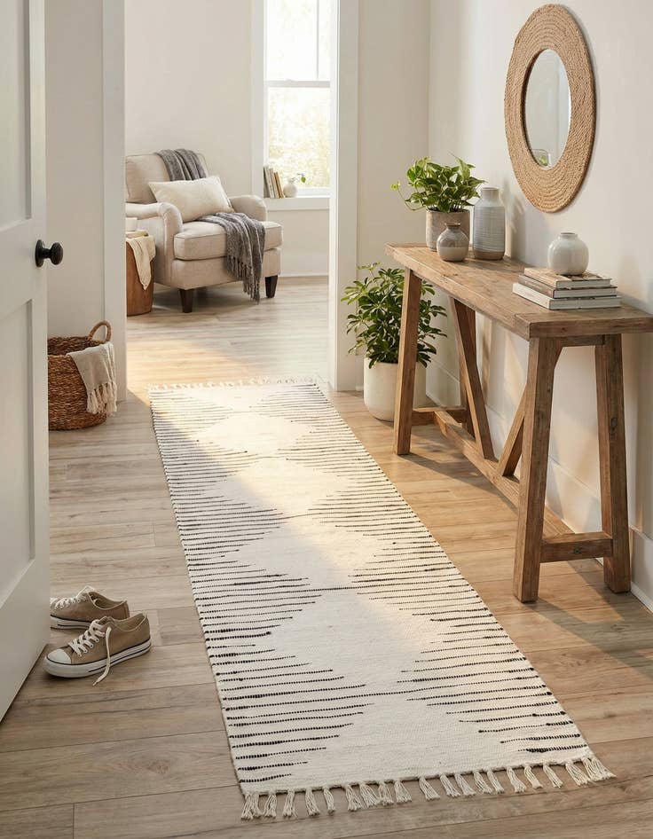 Detail image of  2' 7 x 10'  Hand Woven Chindi Cotton Runner Rug