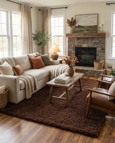  9' x 12' Solid Shag Rug