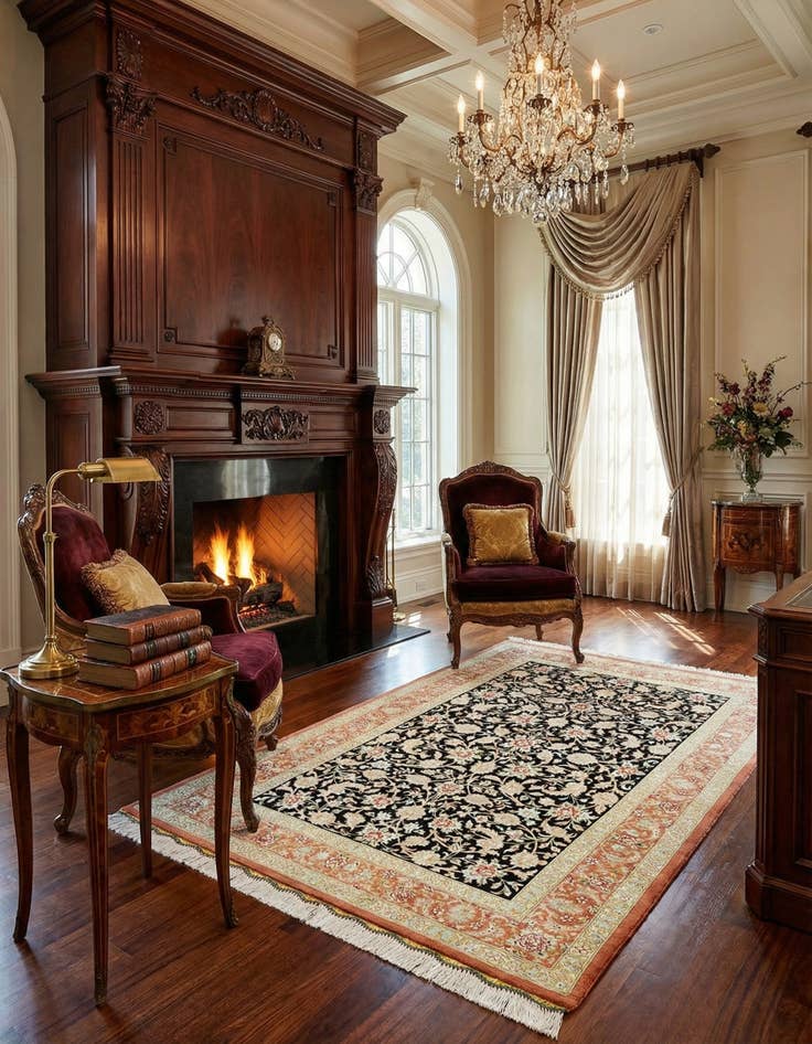 Detail image of 2' 7 x 4' 2 Ghom Silk Rug