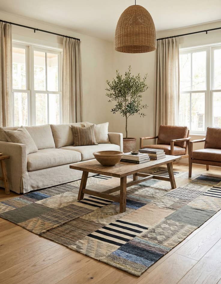 Detail image of 6' 8 x 9' 9  Hand Woven Kilim Patchwork Wool Rug