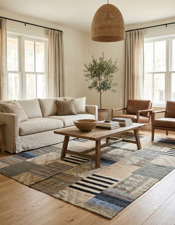 6' 8 x 9' 9 Hand Woven Kilim Patchwork Wool Rug