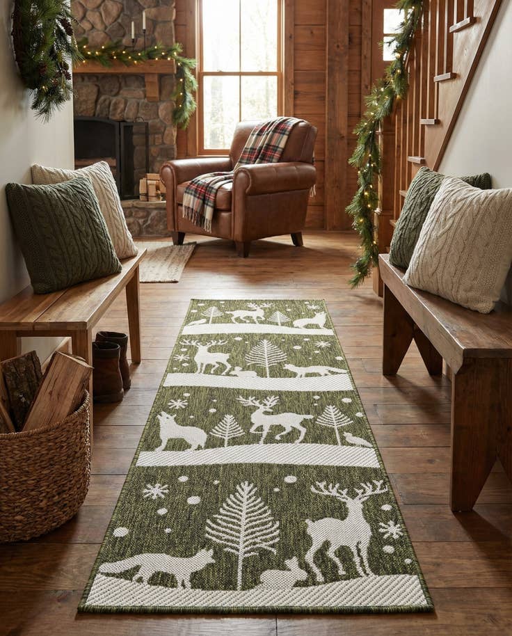 Detail image of 2' x 6' Easy-Clean Holiday Indoor / Outdoor Runner Rug