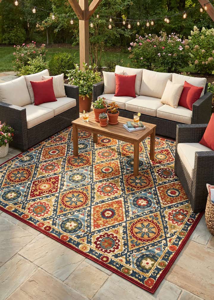 10' x 10' Easy-Clean Modern Indoor / Outdoor Square Rug