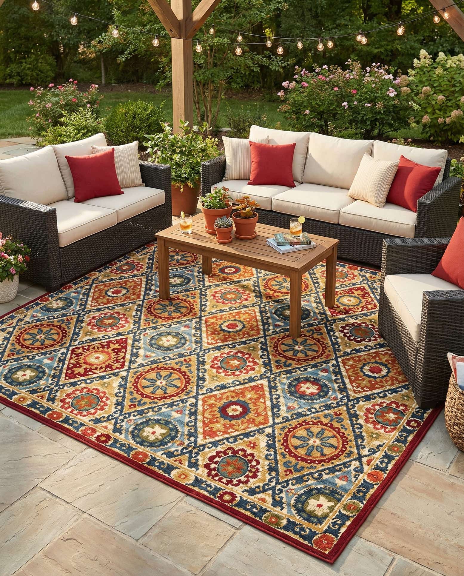 10' x 10' Easy-Clean Modern Indoor / Outdoor Square Rug