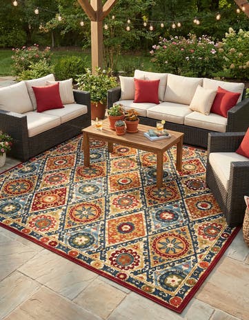 Easy-Clean Modern Indoor / Outdoor Square Rug