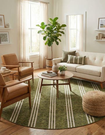 Green Easy-Clean Jill Zarin Anguilla Indoor / Outdoor Round Rug