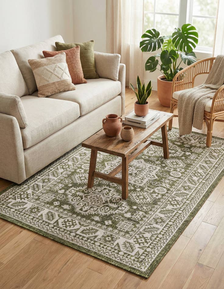 Detail image of 3' x 5' 3  Washable Aztec Indoor / Outdoor Rug