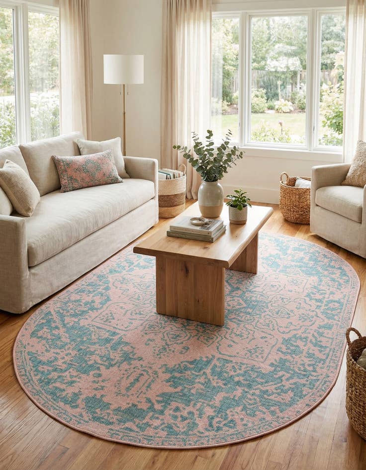 Detail image of 5' 3 x 8'  Washable Jill Zarin Dubai Indoor / Outdoor Oval Rug