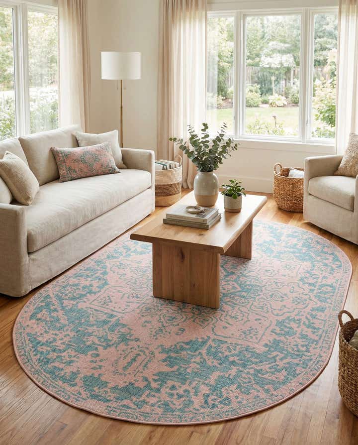 5' 3 x 8' Easy-Clean Jill Zarin Dubai Indoor / Outdoor Oval Rug