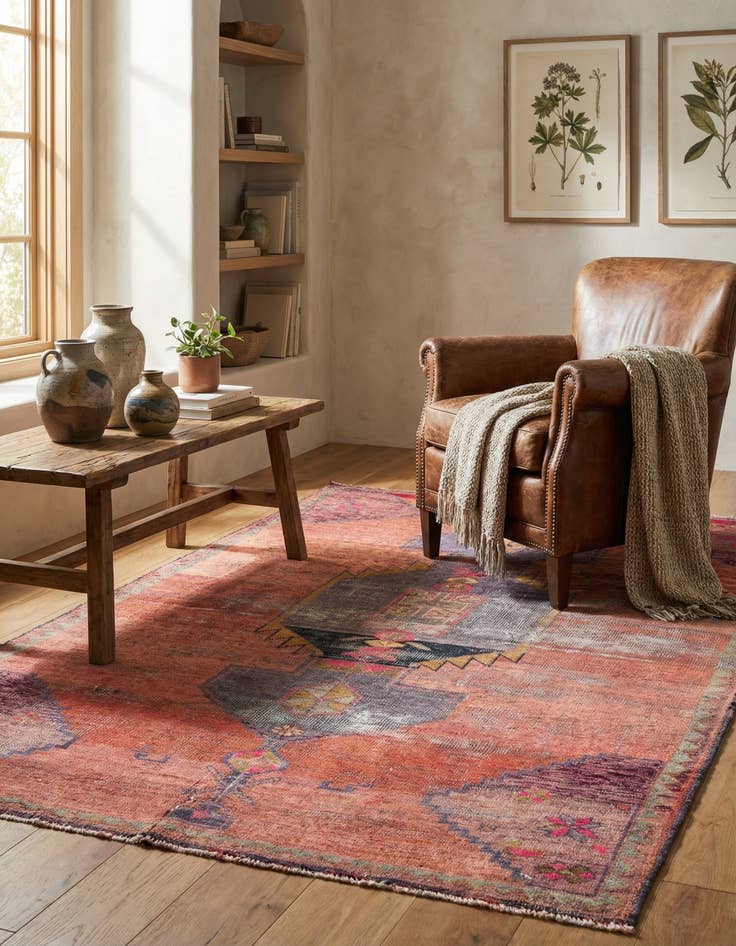 Detail image of 4' 1 x 6' 6  Hand Knotted Ultra Vintage Persian Wool Rug