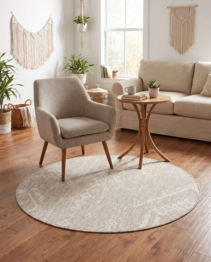 4' x 4' Easy-Clean Bohemian Indoor / Outdoor Round Rug