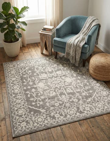 Light Gray Modern Classical Square Rug