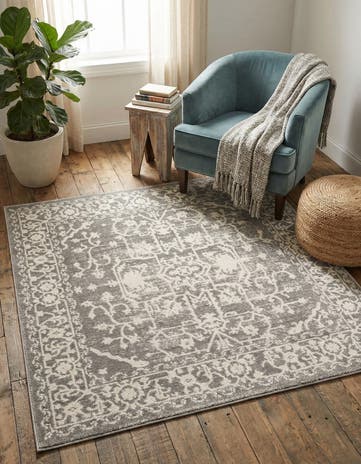 4' x 4' Modern Classical Square Rug