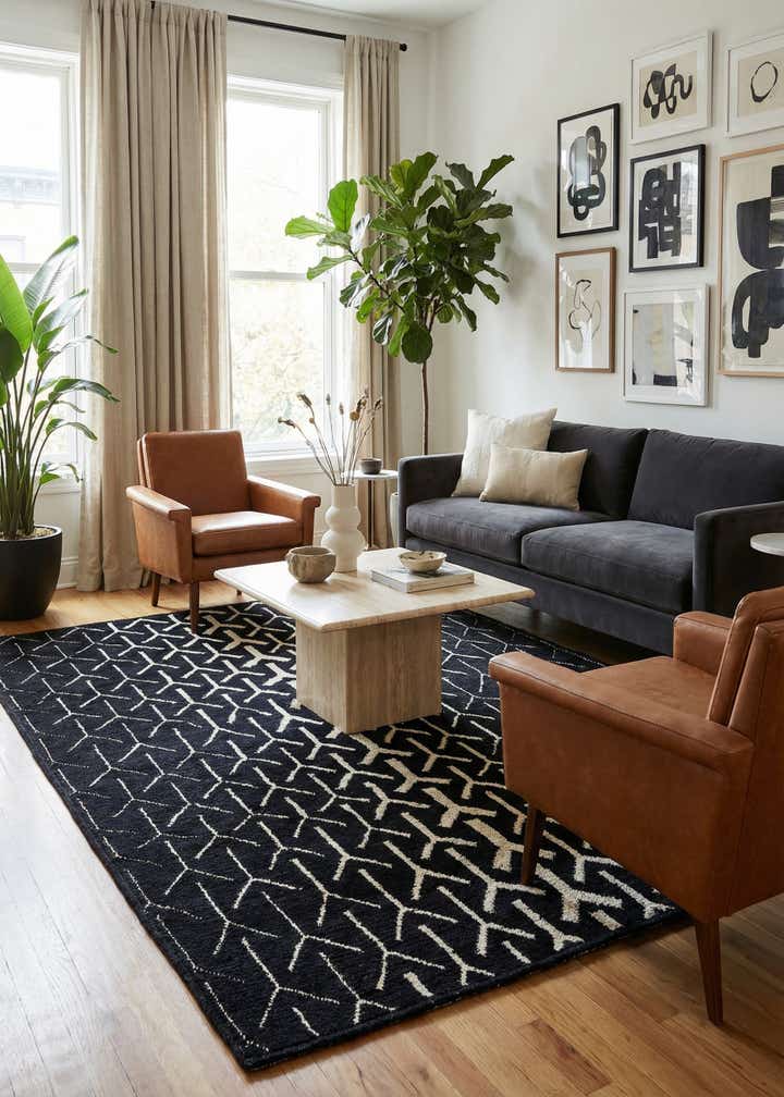 5' 10 x 8' 2 Hand Knotted Moroccan Wool Rug