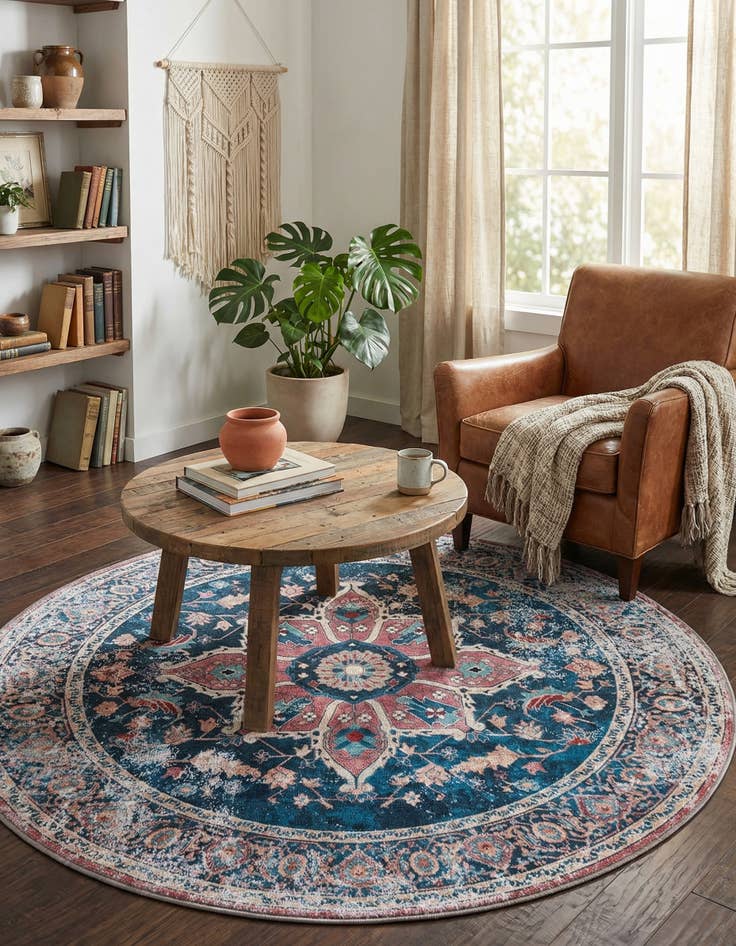 Detail image of 4' x 4'  Washable Yara Round Rug