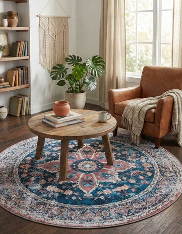 4' x 4' Washable Yara Round Rug