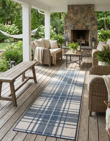 2' 7 x 12' Easy-Clean Checkered Indoor / Outdoor Runner Rug