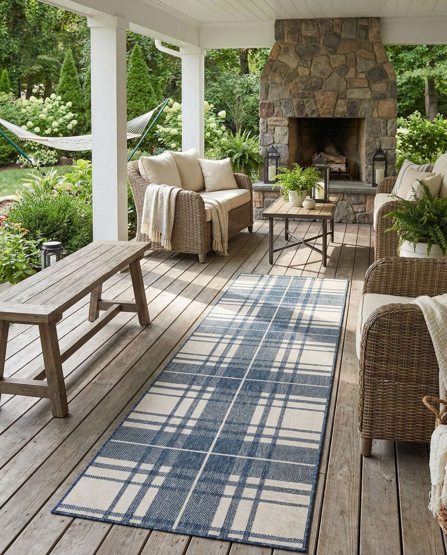 2' 7 x 12' Easy-Clean Checkered Indoor / Outdoor Runner Rug