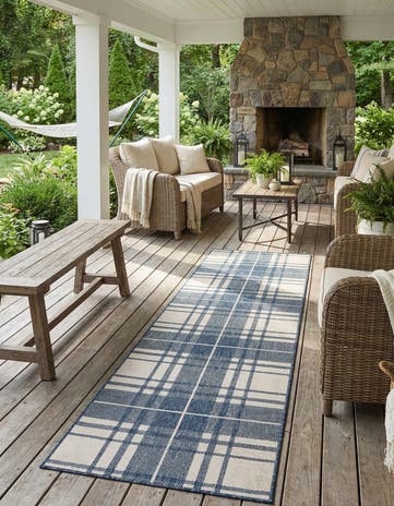 2' 7 x 12' Easy-Clean Checkered Indoor / Outdoor Runner Rug