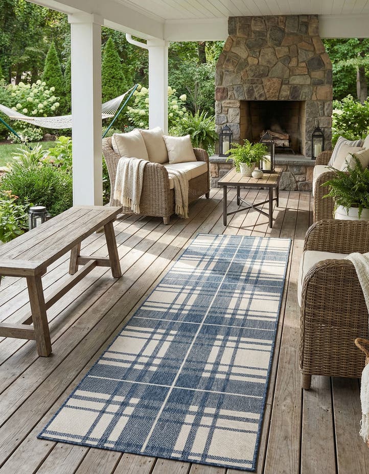 2' 7 x 12' Easy-Clean Checkered Indoor / Outd...