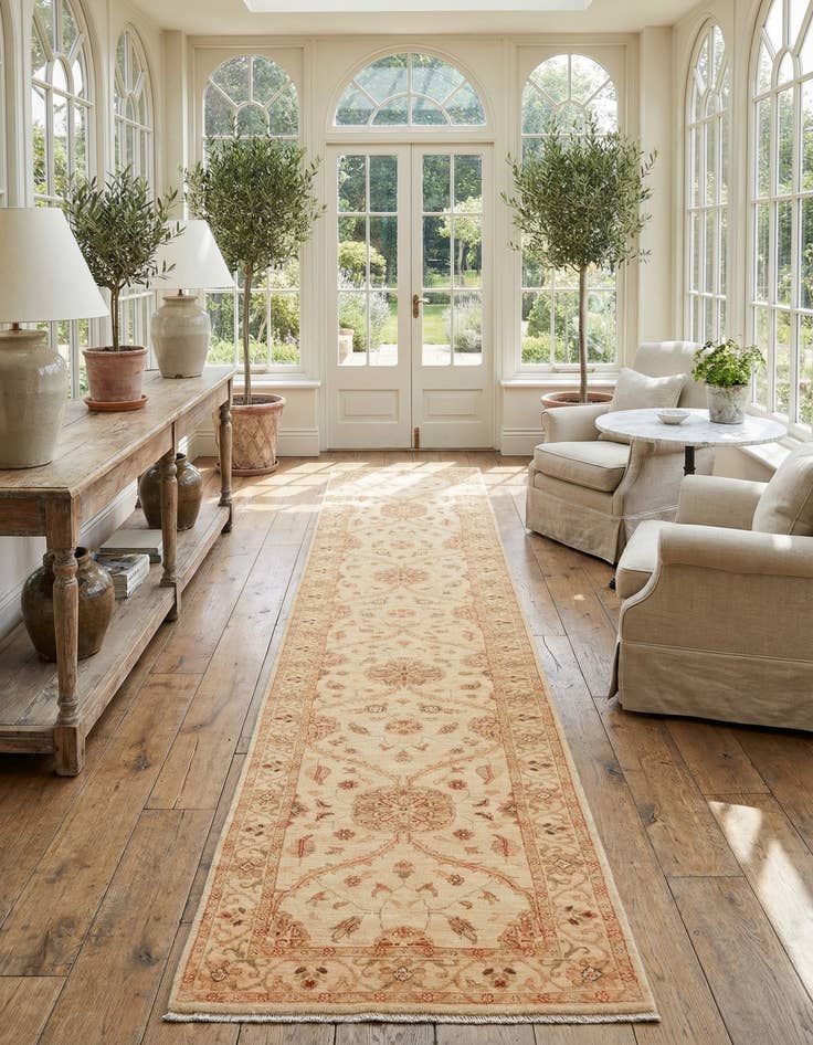 Detail image of 2' 7 x 16' 7  Hand Knotted Peshawar Ziegler Runner Rug